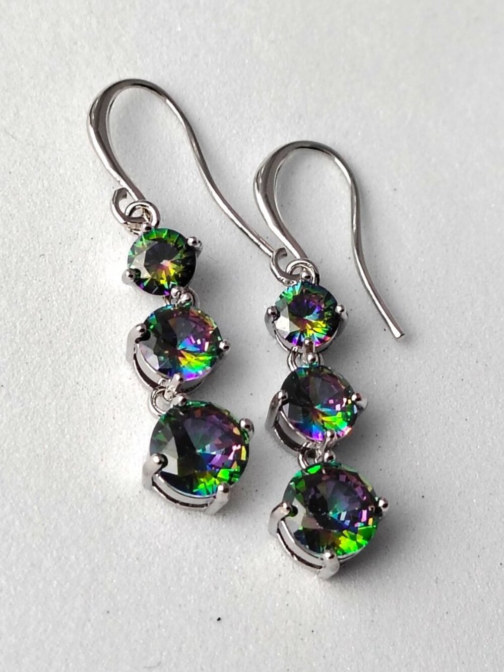Delicate Little Mystic Topaz Dangle Earrings